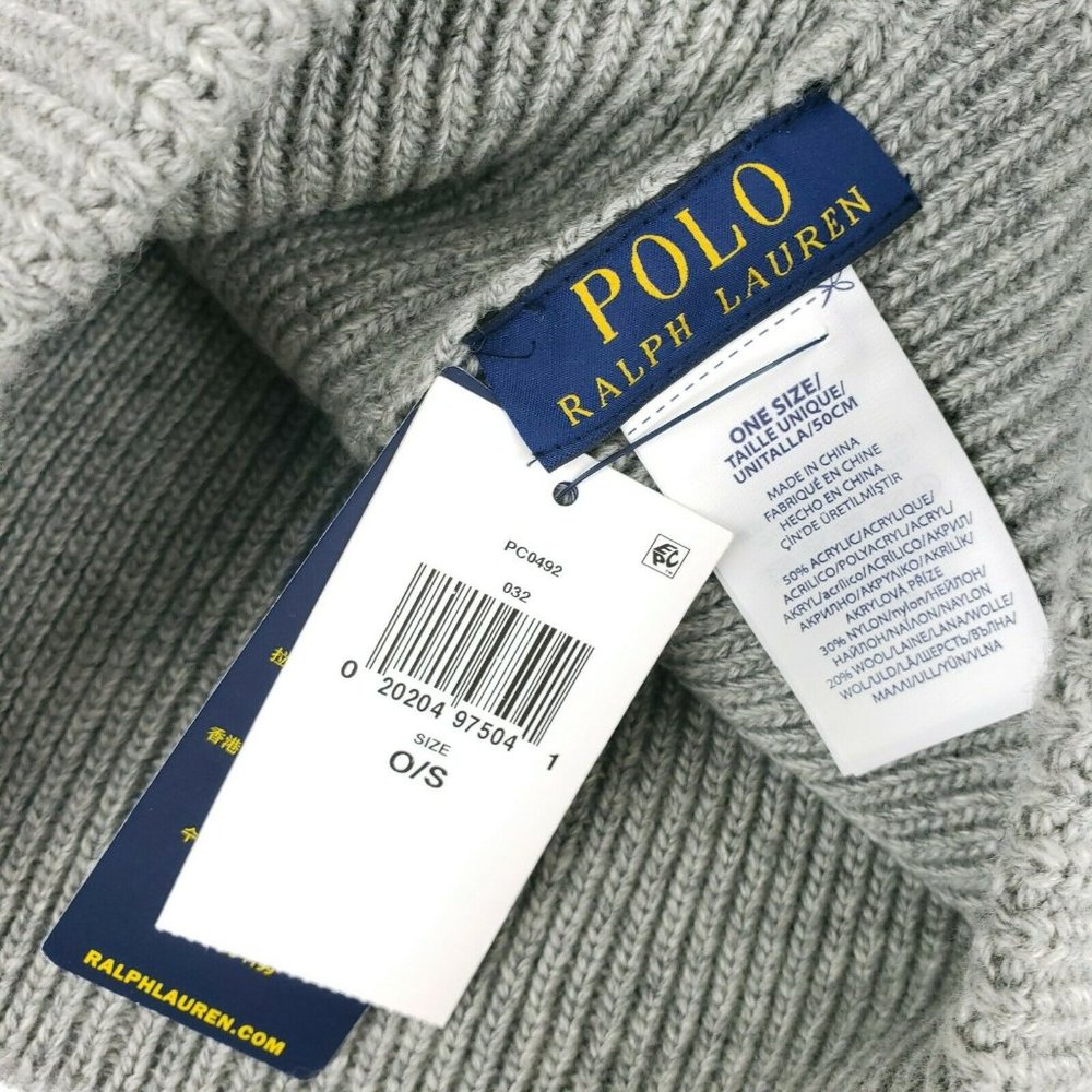 NWT Polo Ralph Lauren Polo Bear Knit Cuffed Bear Beanie US Flag Blue Outfit - Picture 4 of 6